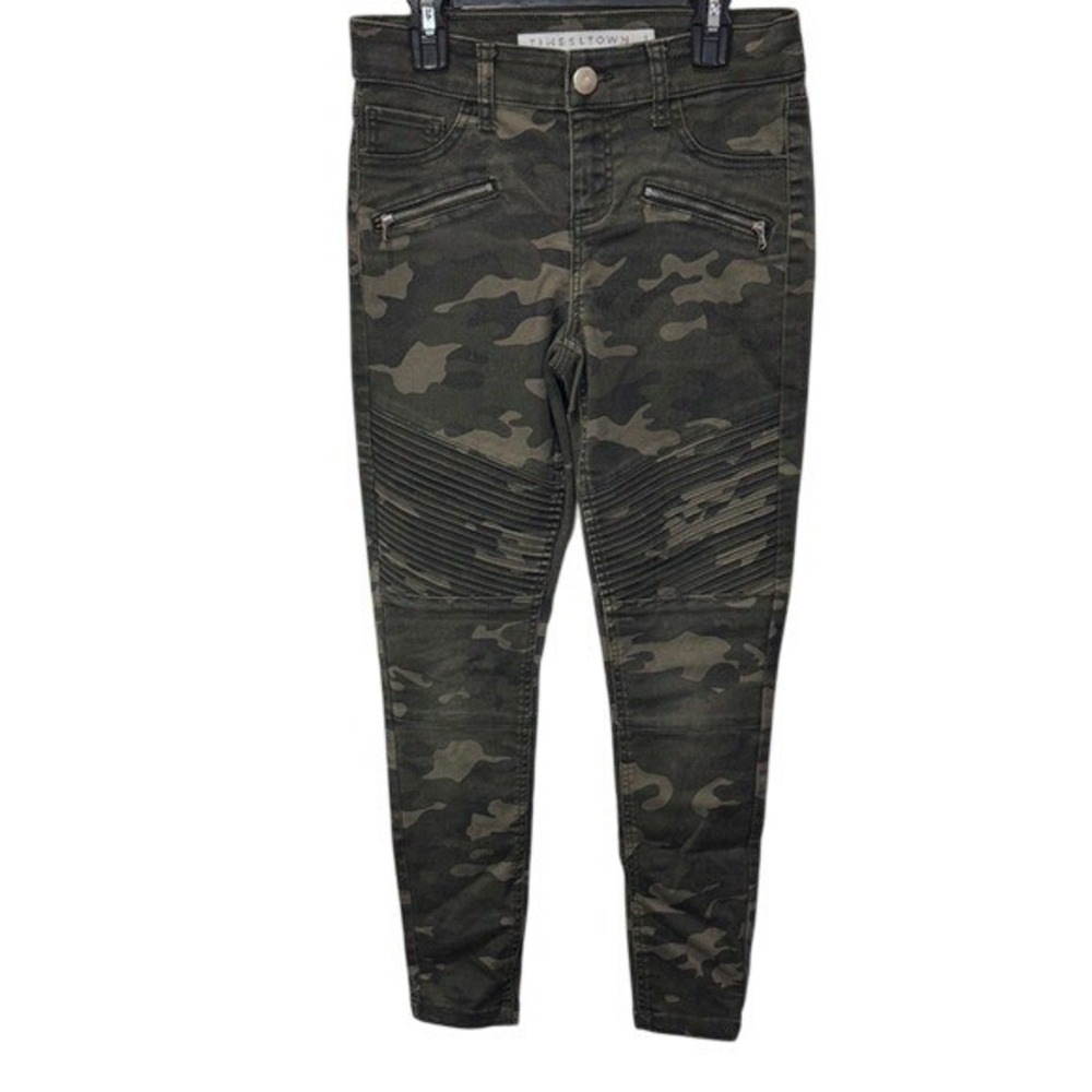 Tinseltown Girls Camo‎ Moto Jeggings Size 3 Olive Green
